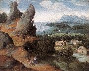 PATENIER, Joachim Landscape with the Flight into Egypt agh Sweden oil painting artist